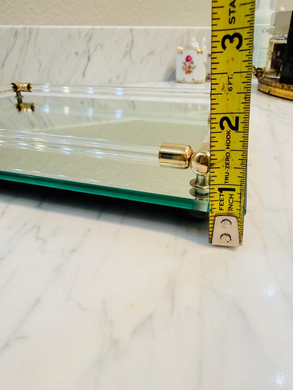 Vintage Modern Glass and Gold Mirrored Vanity Tray - Picture 13 of 14